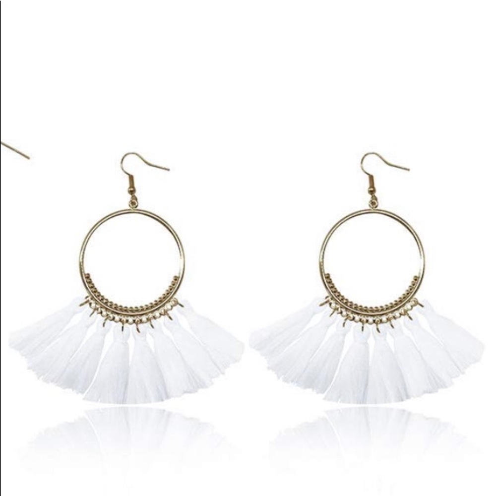 2/$15 White fringe dangle earrings